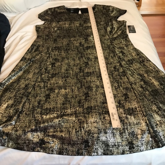 ALFANI Rose Shimmer Metallic Fit & Flare Dress Black Gold Women’s Plus Size 16 - Picture 13 of 16